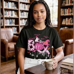 💗 Ladies Breast Cancer Awareness "Boo" T-shirt (Size Medium)